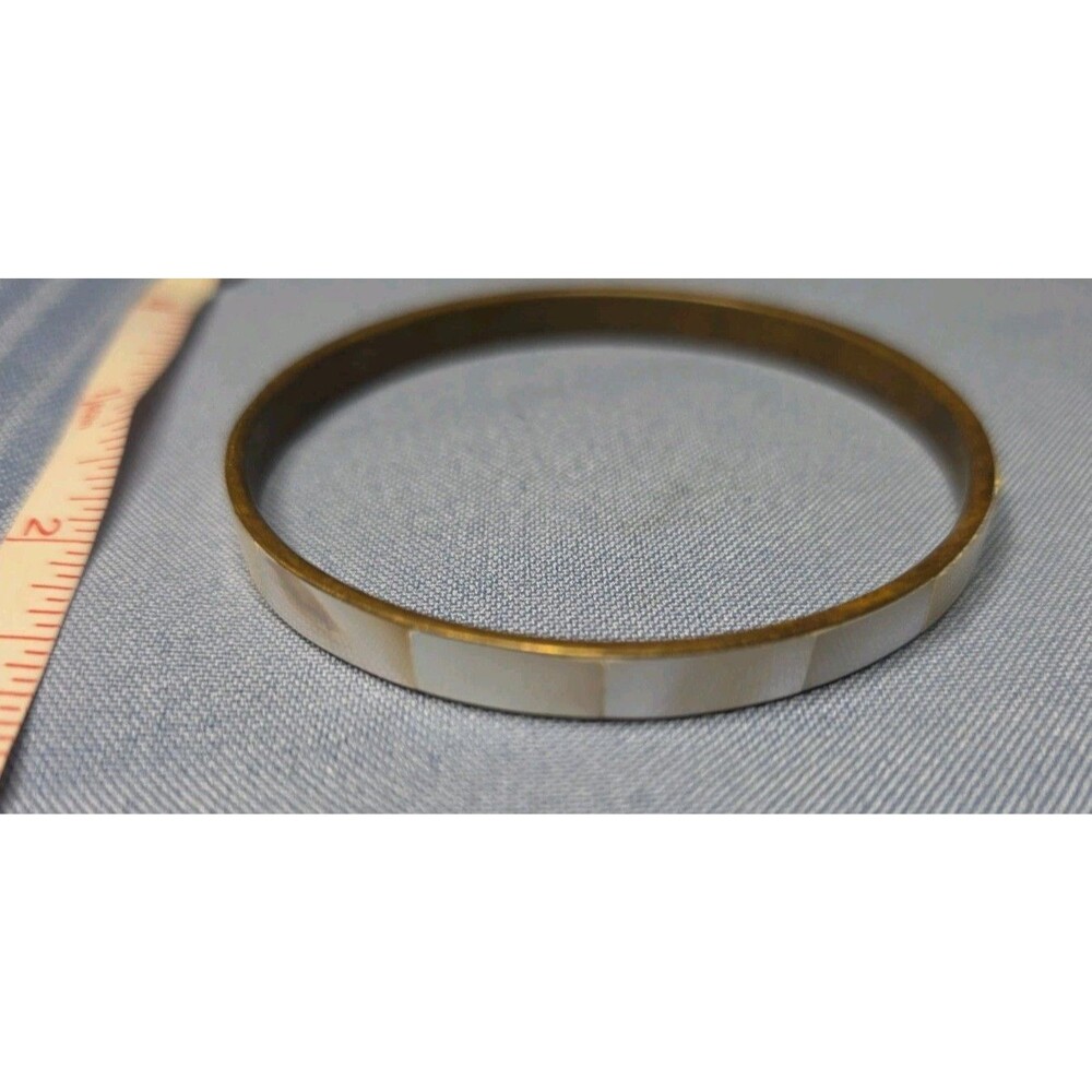 Abalone Shell Inlay Bangle Bracelet, Gold-Tone Trim